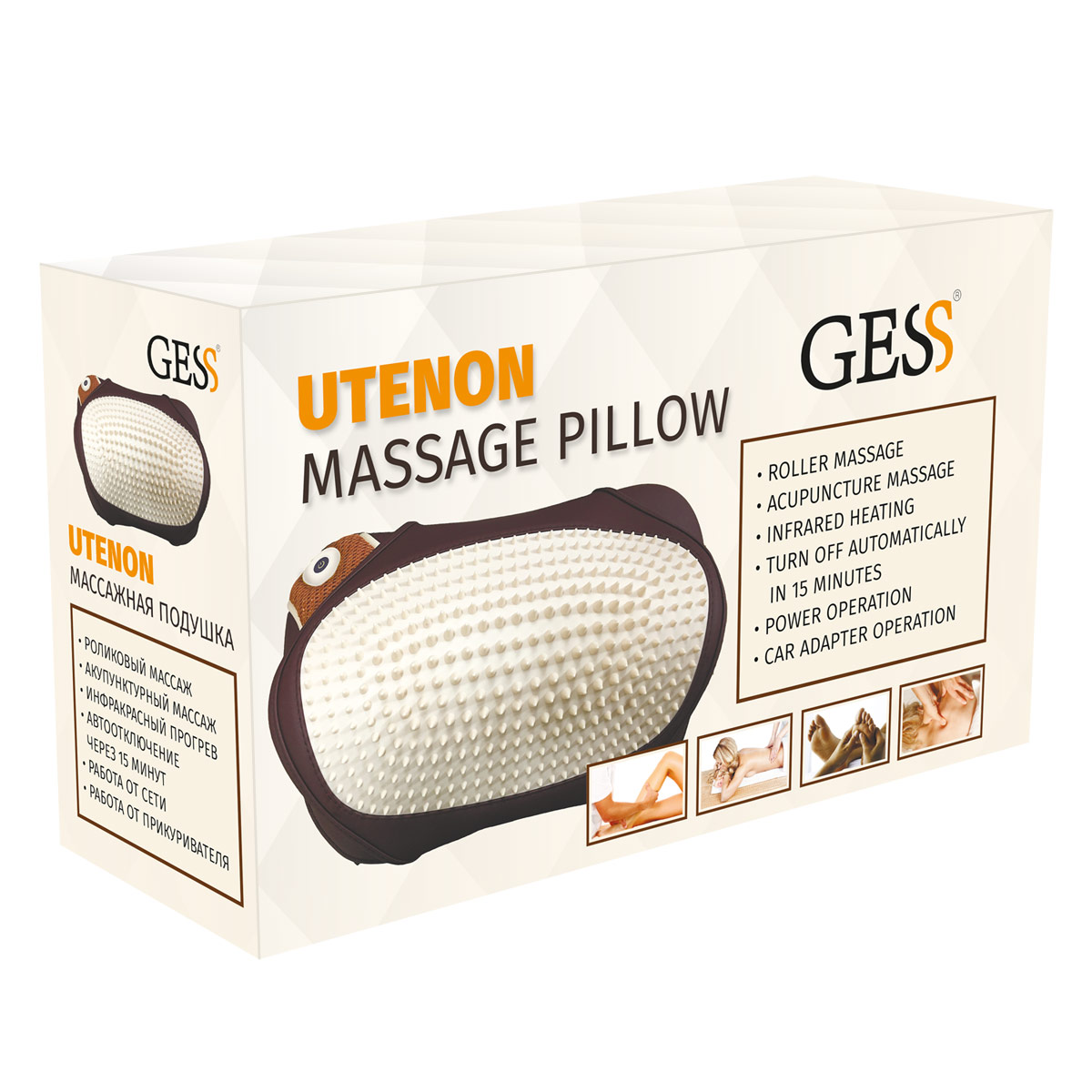 массажная подушка с шипами Gess uTenon в упаковке